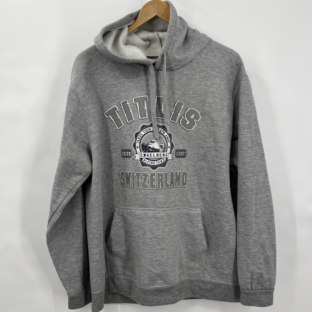 Titlis Switzerland Gray No Seams Hoodie XL Engleberg‎ Alpine Town
